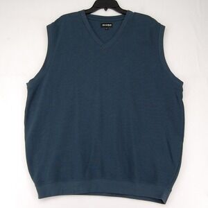 Bolle Golf Mens V Neck Sleeveless Vest Sweater Knit Blue XXL Cotton Polyester